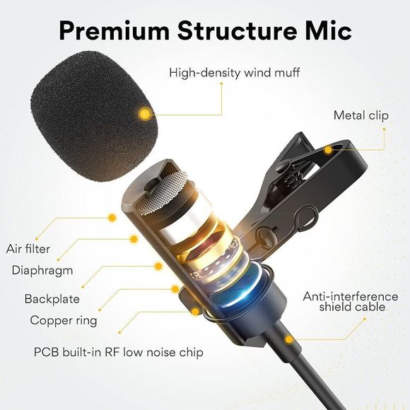 USB Lavalier Microphone-MAONO AU-UL10 192kHz/24bit Omnidirectional Lapel Hands - Picture 9 of 14